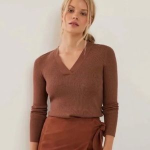 NWT Anthropologie Maeve Thea Ribbed Sweater Brown S